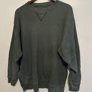 Aerie Green Waffle Crew Neck